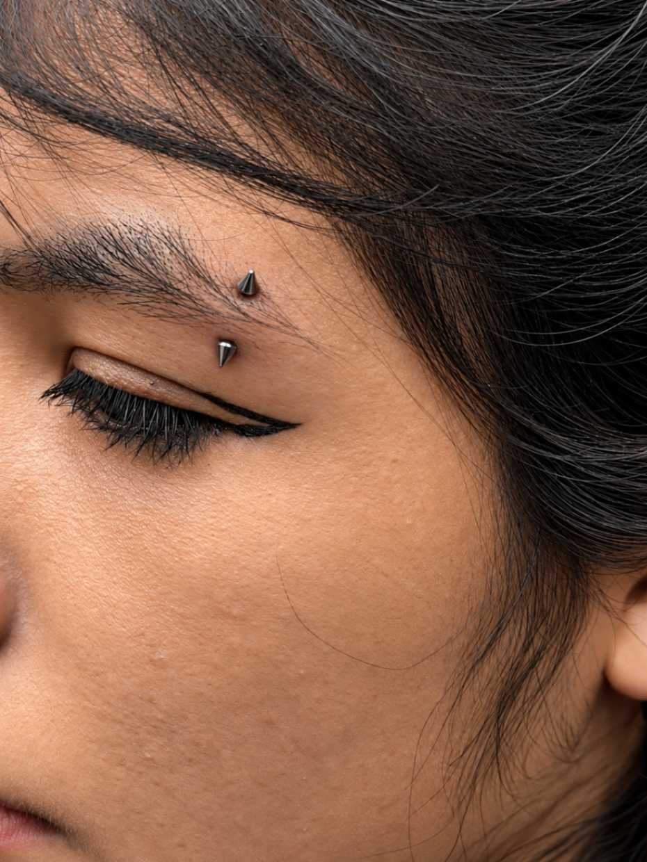 Piercing de sourcil avec pointes argentées